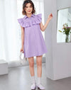 Girls Ruffle Trim Button Front Shirt Dress