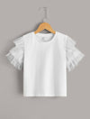 Girls Mesh Layered Sleeve Tee