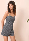 GINGHAM FAKE BUTTON CAMI ROMPER