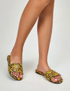 SNAKESKIN PRINT SLIDE SANDALS