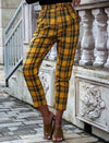 PLAID HIGH RISE TAPERED PANTS