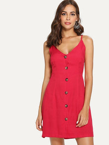  BUTTON THROUGH KNOT BACK CAMI DRESS