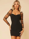 Mesh Sleeve Sweetheart Neckline Bodycon