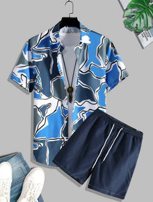  Male Random Allover Print Shirt & Shorts Without Tee