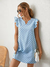 Polka Dot Notched Neck Butterfly Sleeve Dress