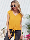 V-NECK KNOT HEM TOP