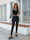 Striped Print Crop Blouse