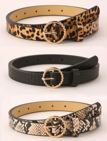  3PCS ANIMAL PATTERN METAL BUCKLE BELT