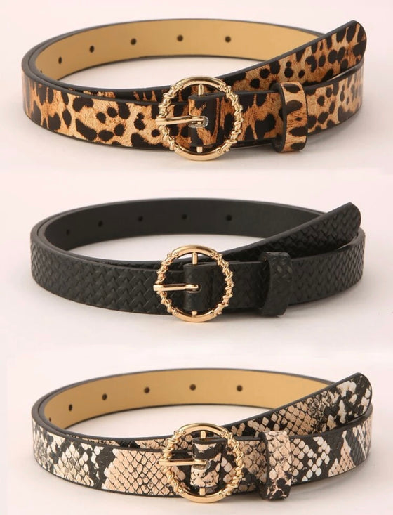 3PCS ANIMAL PATTERN METAL BUCKLE BELT