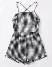  CHECKERED CROSS BACK ROMPER