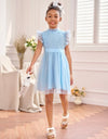 Girls Mock Neck Mesh Dress