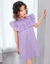 Girls Ruffle Trim Button Front Shirt Dress