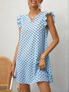 Polka Dot Notched Neck Butterfly Sleeve Dress