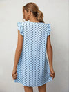 Polka Dot Notched Neck Butterfly Sleeve Dress