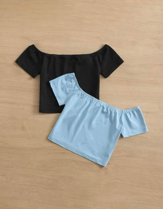 Girls 2pcs Off Shoulder Top