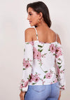 COLD SHOULDER BISHOP SLEEVE FLORAL TOP
