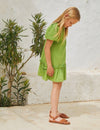 Girls Puff Sleeve Ruffle Detail Smock Dress