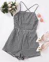 CHECKERED CROSS BACK ROMPER