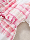 Girls Plaid Button Through Belted Blouse