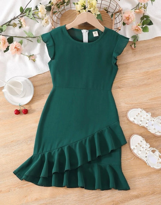 Girls Ruffle Trim Dress