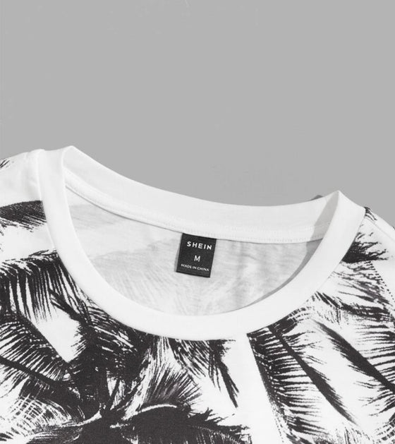 Men Tropical Print Tee