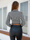 Striped Print Crop Blouse