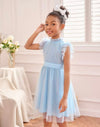 Girls Mock Neck Mesh Dress