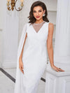 One Cloak Sleeve Sheer Mesh Insert Wrap Hem Dress