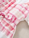 Girls Plaid Button Through Belted Blouse