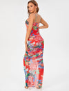 TALL FLORAL PRINT RUCHED SPLIT THIGH CAMI DRESS