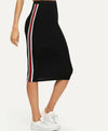 CONTRAST STRIPED SIDE BODYCON SKIRT